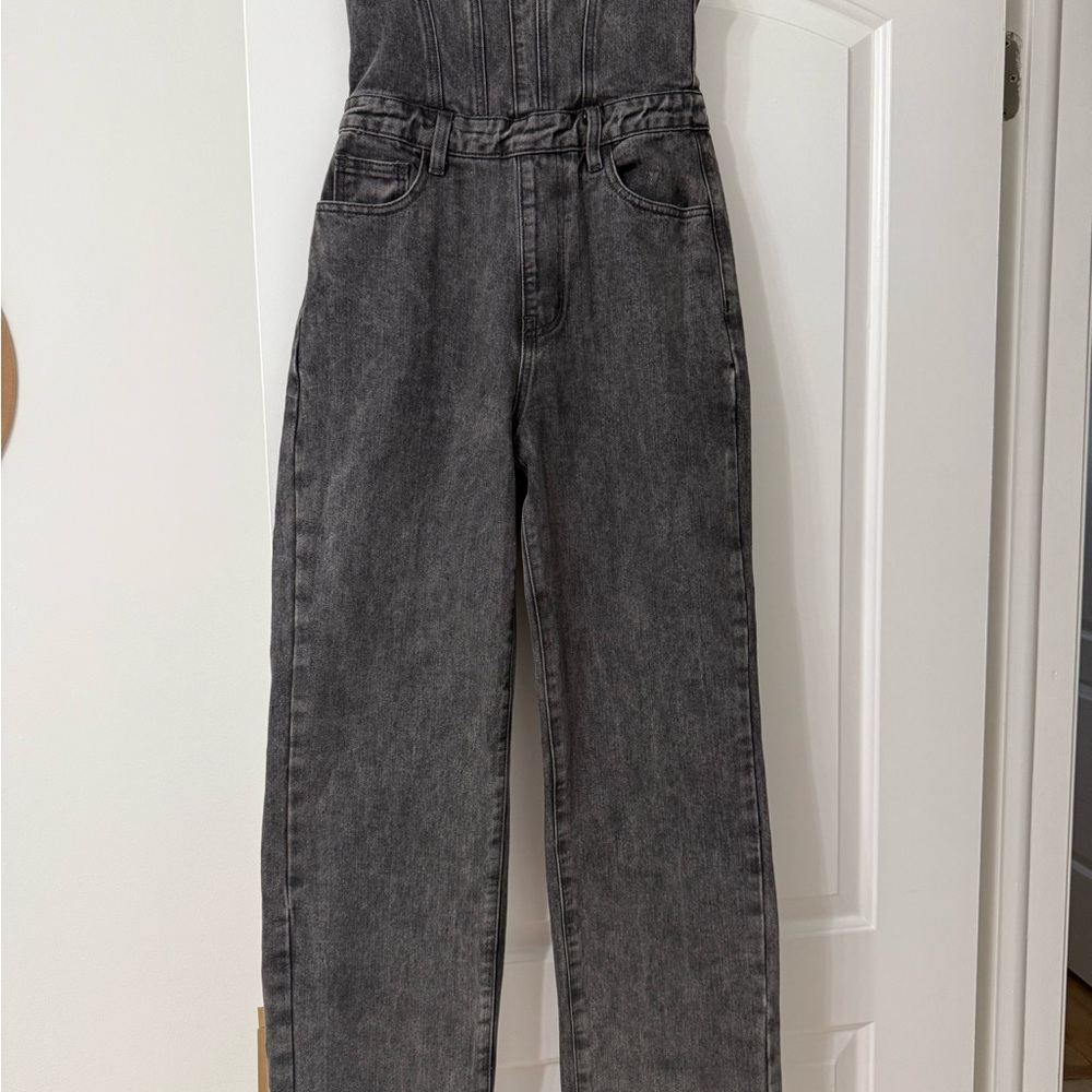 Charcoal Gray Princess Polly Denim Jumpsuit
